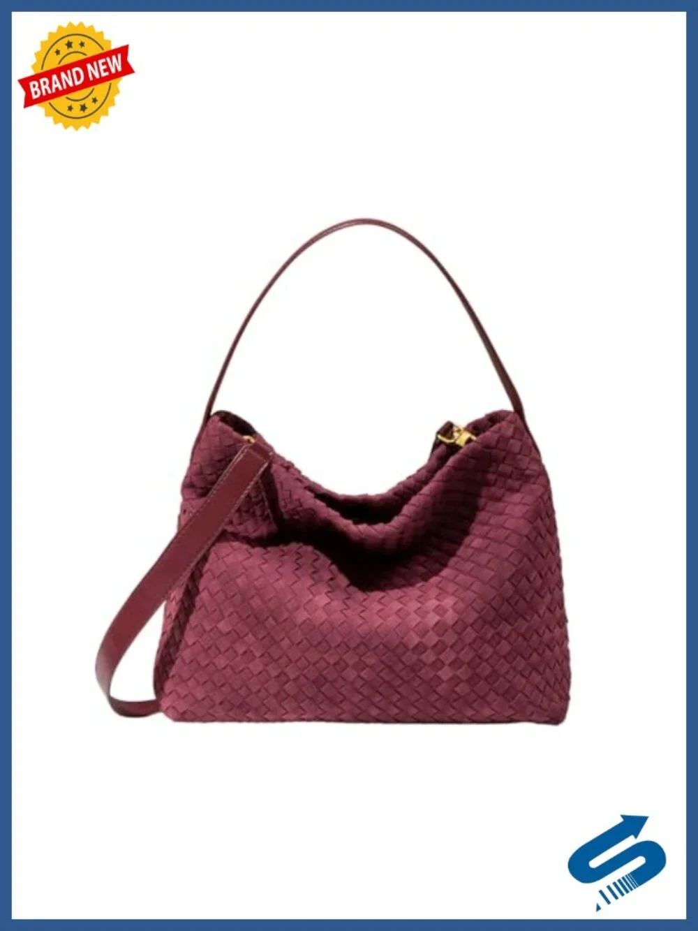 Suede Woven Tote Bag for Women, Roomy Hobo Shoulder Purse